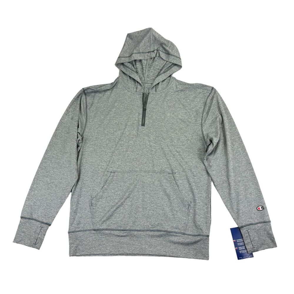 Champion Mens All-Day MVP 1/4-Zip Pullover Hoodie Light Gray M